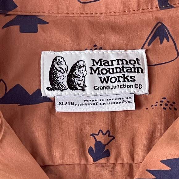 Marmot Mens Shirt XL Auburn Papyrus Pop Nature Muir Camp Novelty Loop Collar - Picture 3 of 8